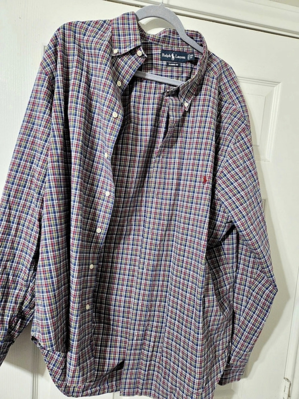 Ralph Lauren Classic Fit Plaid Button Down Blue & Red Size 2XL Like New